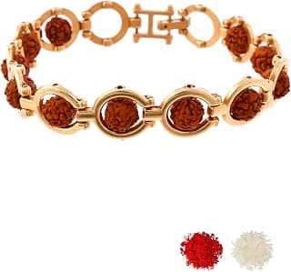 VOYLLA Rudraksha Beads Bracelet Style Rakhi with Roli Chawal Pack -Rakhi For Brother