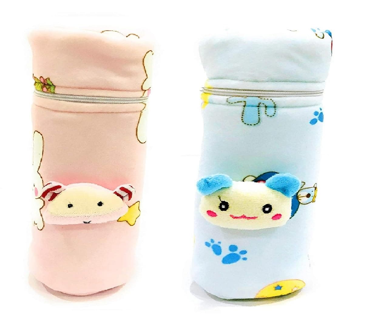 Manan Shopee Bottle Covers for Philips Avent/Broad Neck Soft Plush Stretchable Baby Feeding Bottle Tote Bag Cover with Strap (Zip 240Ml, 250ml, 260ml - Multicolor)