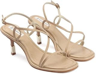 The White Pole Women Stiletto Heel Sandals Open Toe Comfortable Stylish Office Casual Back Buckle Strap Heels