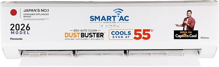 Panasonic 1.5 Ton 5 Star Premium Wi-Fi Inverter Smart Split AC (Matter/MirAIe, AI, DustBuster, 55°C Oper., Copper Condenser, 8in1 Convertible, 4-Way, PM0.1 Filter, CS/CU-NU18BKY5WX, 2026 Model, White)
