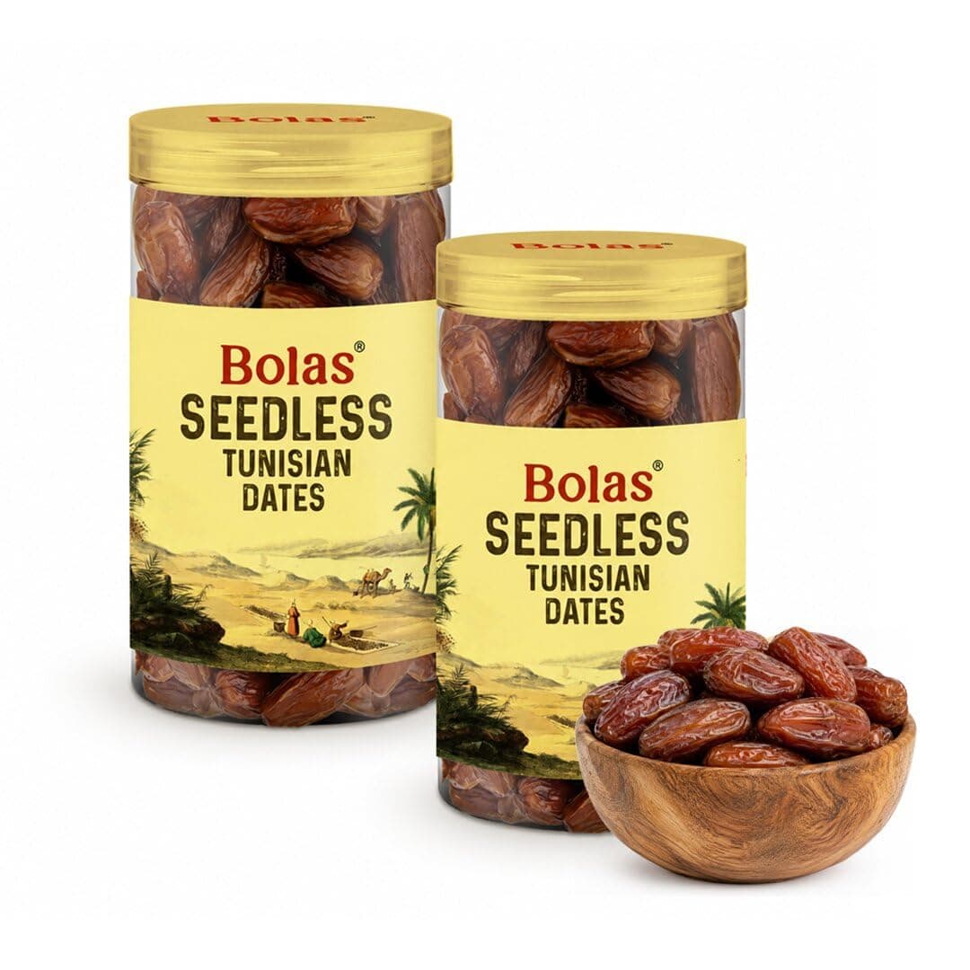 Bolas Seedless Tunisian Dates 800g (400g x 2) | Khajur/Khajoor | Naturally Sweet | No Added Sugar | No Preservatives | Rich in Fibre & Vitamins | Dry Fruits