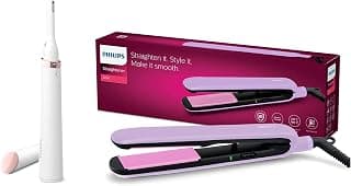 PHILIPS BHS393/40 Straightener with SilkProtect Technology. Straighten, curl, suitable for all hair types, Lavender & Touch-Up HP6388 Eyebrows, Facial & Body Trimmer (White)