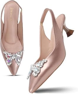 The White Pole Stylish Studded Butterfly Design Rhinestone Embellished Slingback Stilettos Heel Sandal For Women's And Girl's
