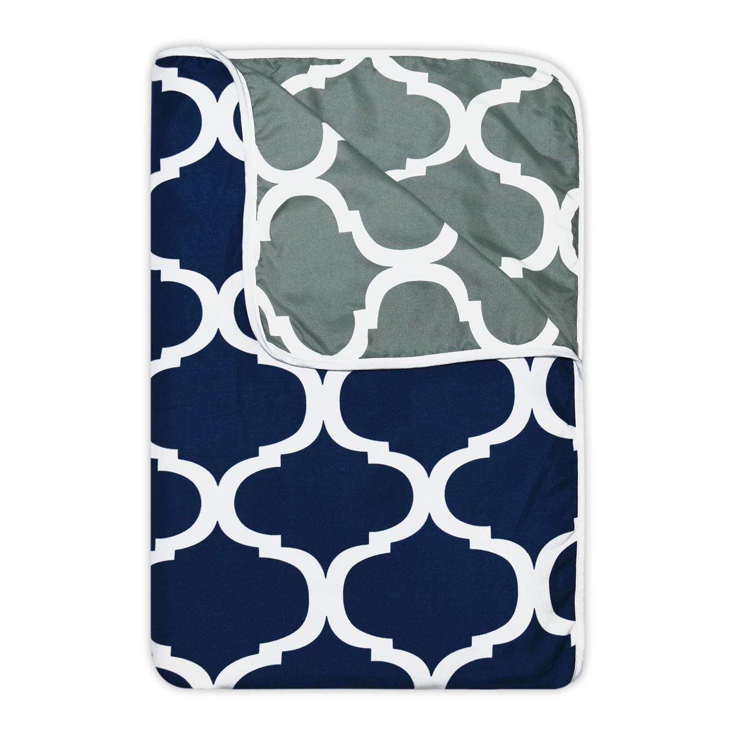 Divine Casa 120 GSM Microfiber Double Dohar | Soft & Lightweight Throw Blanket | Cozy & Breathable | All-Season Comfort | 220 x 205 CM | Moroccan Pattern | Deep Blue