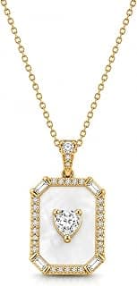 Zarini Premium Gold-Plated Mother of Pearl Heart Pendant Necklace with CZ Crystal