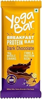 Yoga Bar Breakfast Protein Bar | Dark Chocolate | 7g Protein, 7g Fibre, 26g Net Carbs, 5g Good Fats | Made with Whole Grains | High Fibre & Protein Rich Snack (50g)
