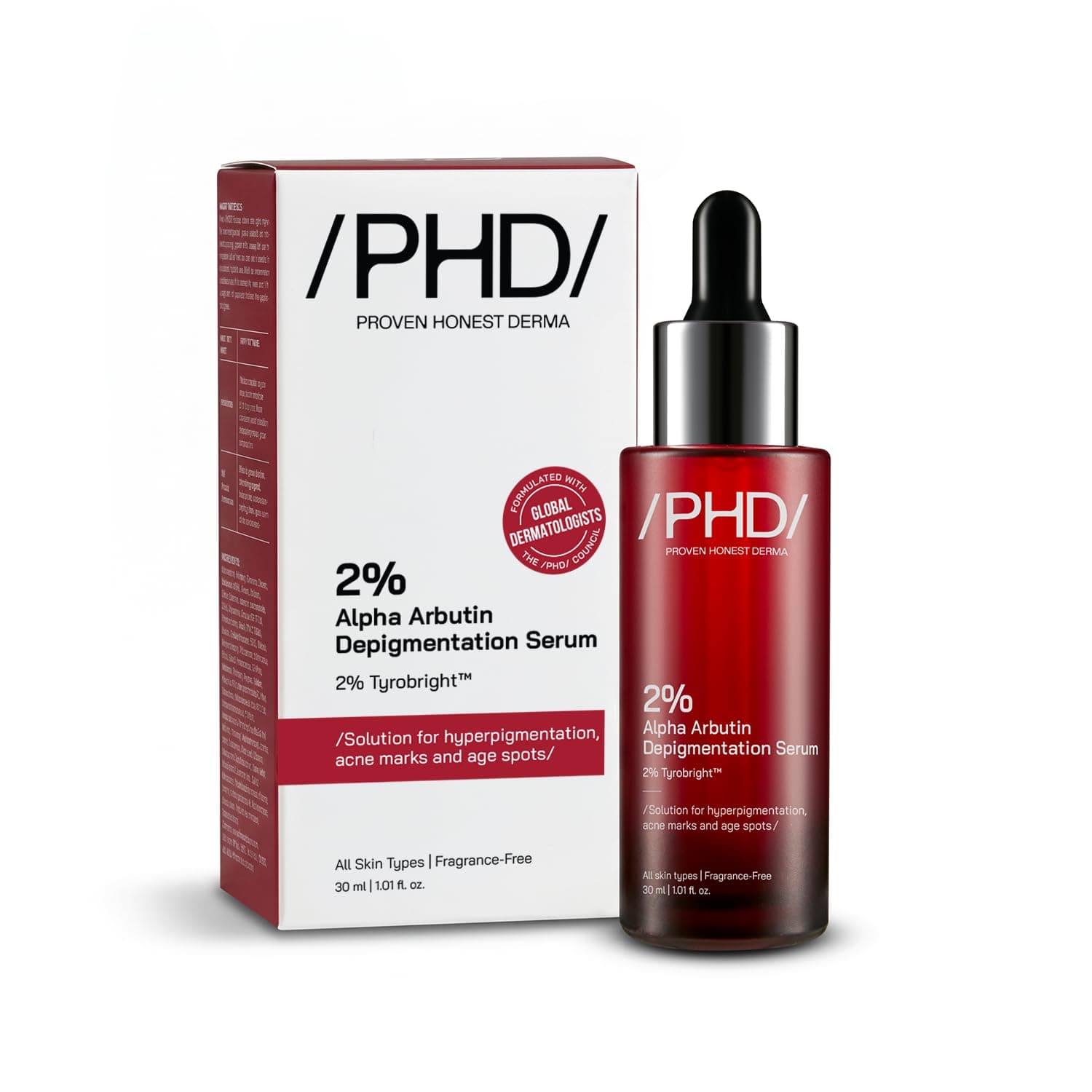 /PHD/ 2% Alpha Arbutin Depigmentation Serum | Alpha Arbutin for Pigmentation & Dark Spot | Pigmentation serum for Women & Men | Tyrobright™, Niacinamide | Tan removal | Fragrance-Free | 30ml