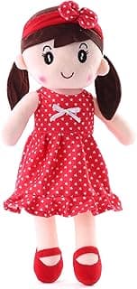 Play Nation Premium Emma Candy Doll | Stuffed Girl Winky Candy Doll | Cuddly Soft Washable Plush Toy | Safe for Kids | BIS Certified | Birthday Gift | 45 cm | 3+ Years (Red)