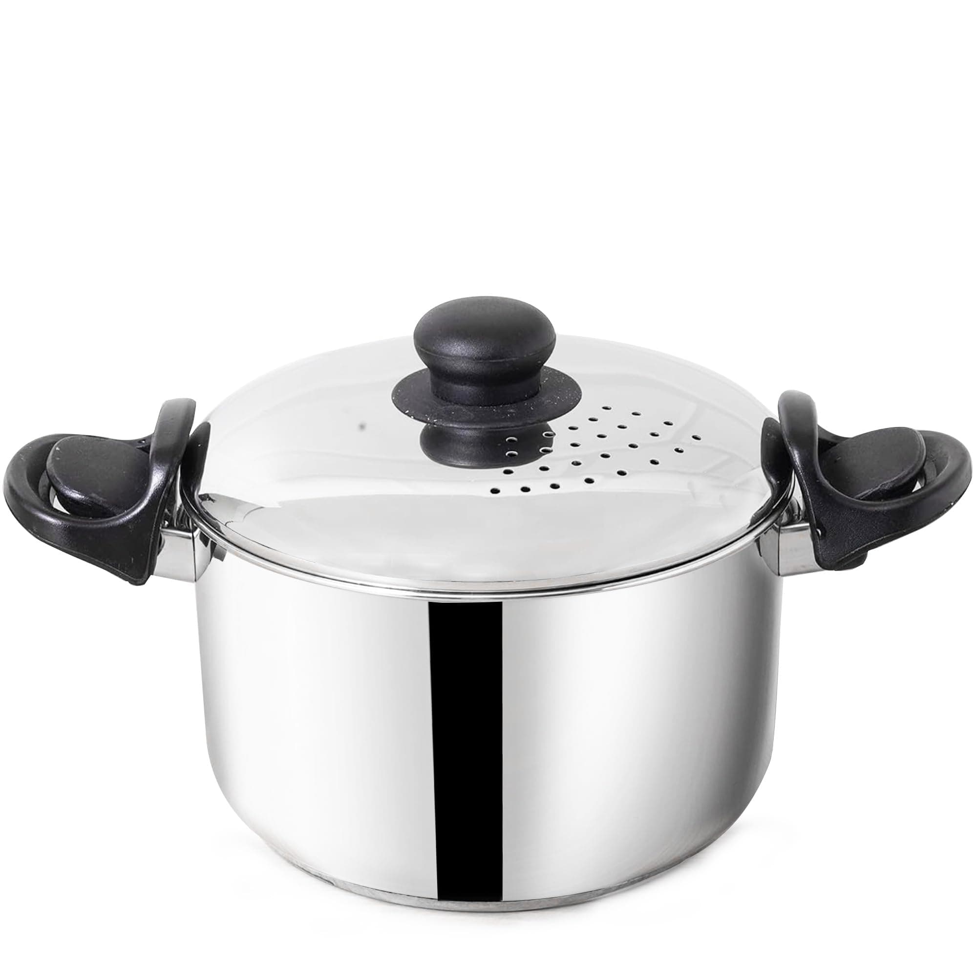 The Indus Valley Stainless Steel 3.5ltr Strainer Pot/Rice Pot for Noodles, Pasta, Corn, SOYA, Vegetables & Rice | Induction & Gas Friendly | 3-Layer Thick Bottom