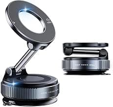 CLOUDVALLEY 2026 Upgraded Vacuum Ultra Suction Magnetic Phone Holder, 98LBS Strongest Suction & 2600gf Magnetic for Magsafe Car Mount, 360° Adjustable Foldable Holders for Your Car for All Smartphones