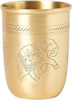 Chumbak Royal Tusker Brass Tumbler, 350ml Gold Palace Memoirs Collection, Copper Brass Tumbler for Water Drinks Ayurveda, Handcrafted Festive Gift & Home Décor