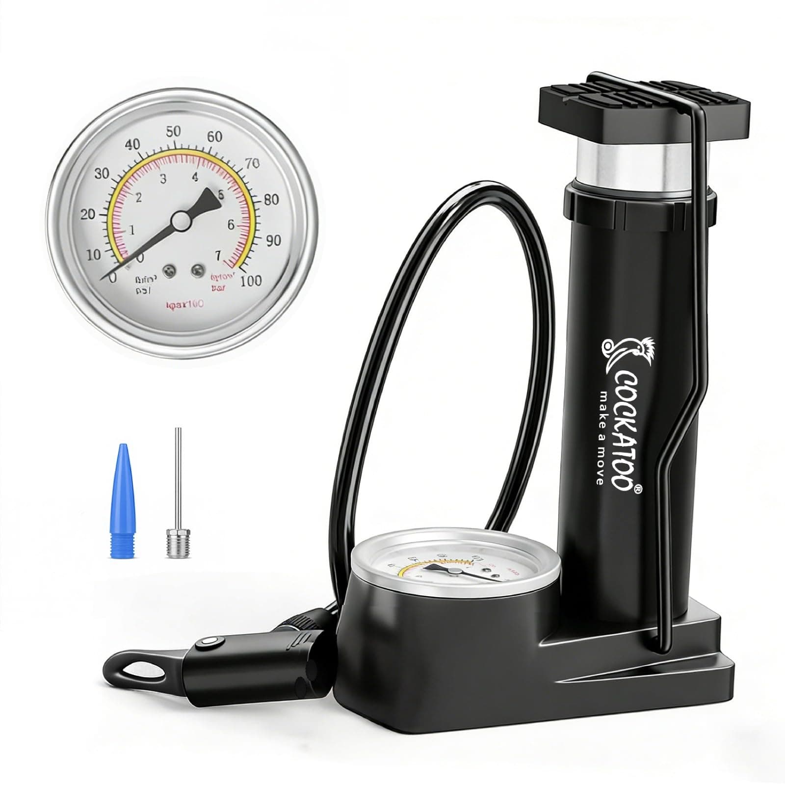 Cockatoo Bicycle Foot Balloon Pump Machine for Bikes and Cycle, Balloon High Pressure Cycle Air Pump for Bicycle, Pump for Cycle Tyre