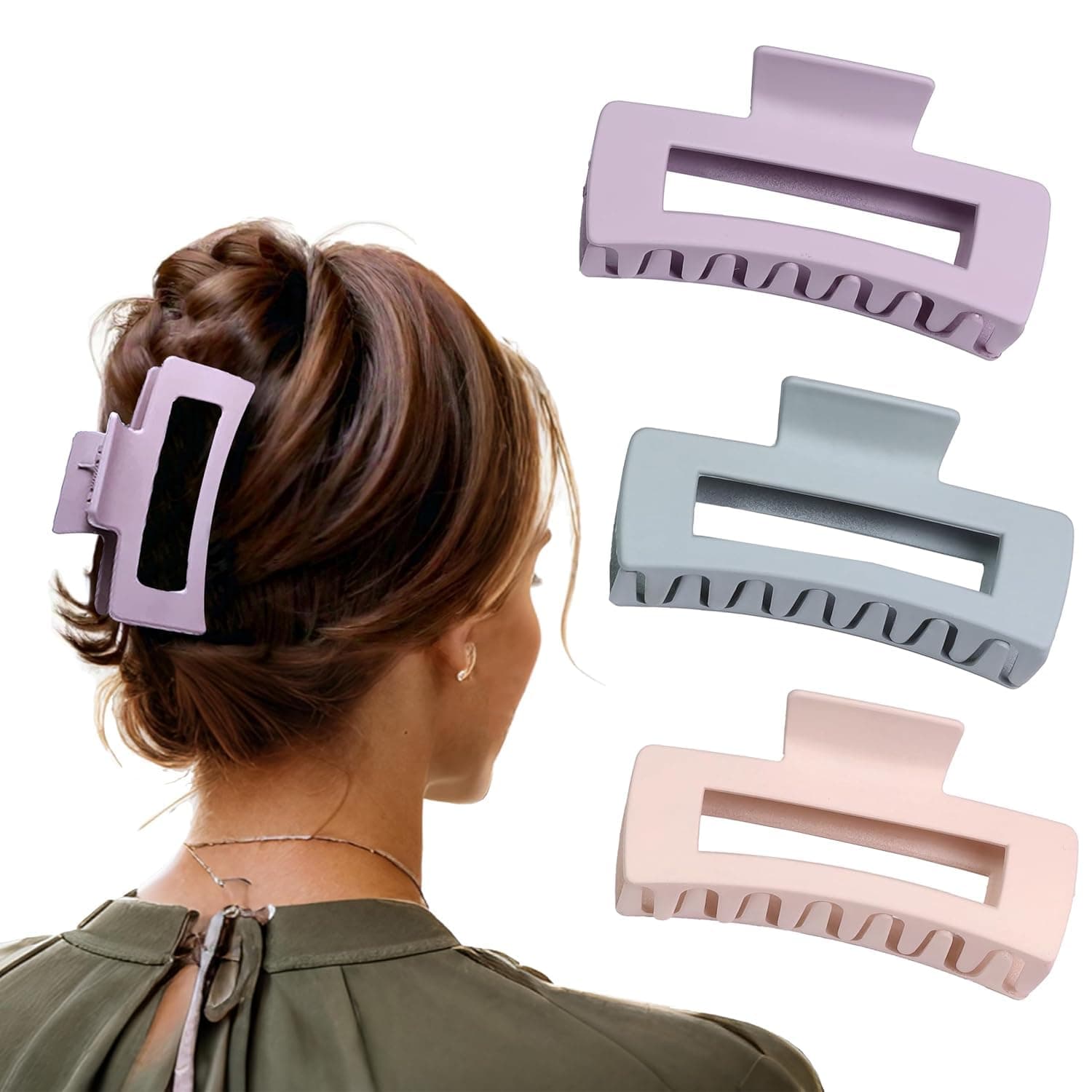 ANNA CREATIONS 3 Pcs Large Matte Hair Claw Clips Long Jaw Clutches Hair Accessories for Women and Girls