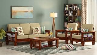 Home furniture Wooden Sofa Set for Living Room and Office 5 Seater Teak Finish Handicraft- Handmade