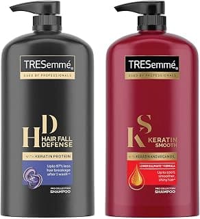 TRESemme Hair Fall Defence Shampoo 1 Ltr & Tresemme Keratin Smooth Shampoo,With Keratin And Argan Oil For Smoother And Shinier Hair, 1 Ltr