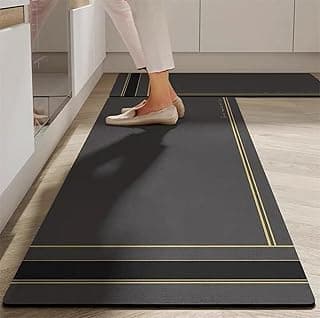 TEKCOOL Anti Fatigue Kitchen Rug Sets 2 Piece Non Slip Kitchen Mats for Floor Cushioned Kitchen Rugs & Mats Waterproof Comfort Standing Mat Runner for Kitchen,Home Office,Sink,Laundry(Line MAT) Rubber