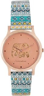 TEAL BY CHUMBAK Round Dial Analog Watch for Women|Peranaken Tales Collection| Printed Vegan Leather Strap|Gifts for Women/Girls/Ladies |Stylish Fashion Watch for Casual/Work