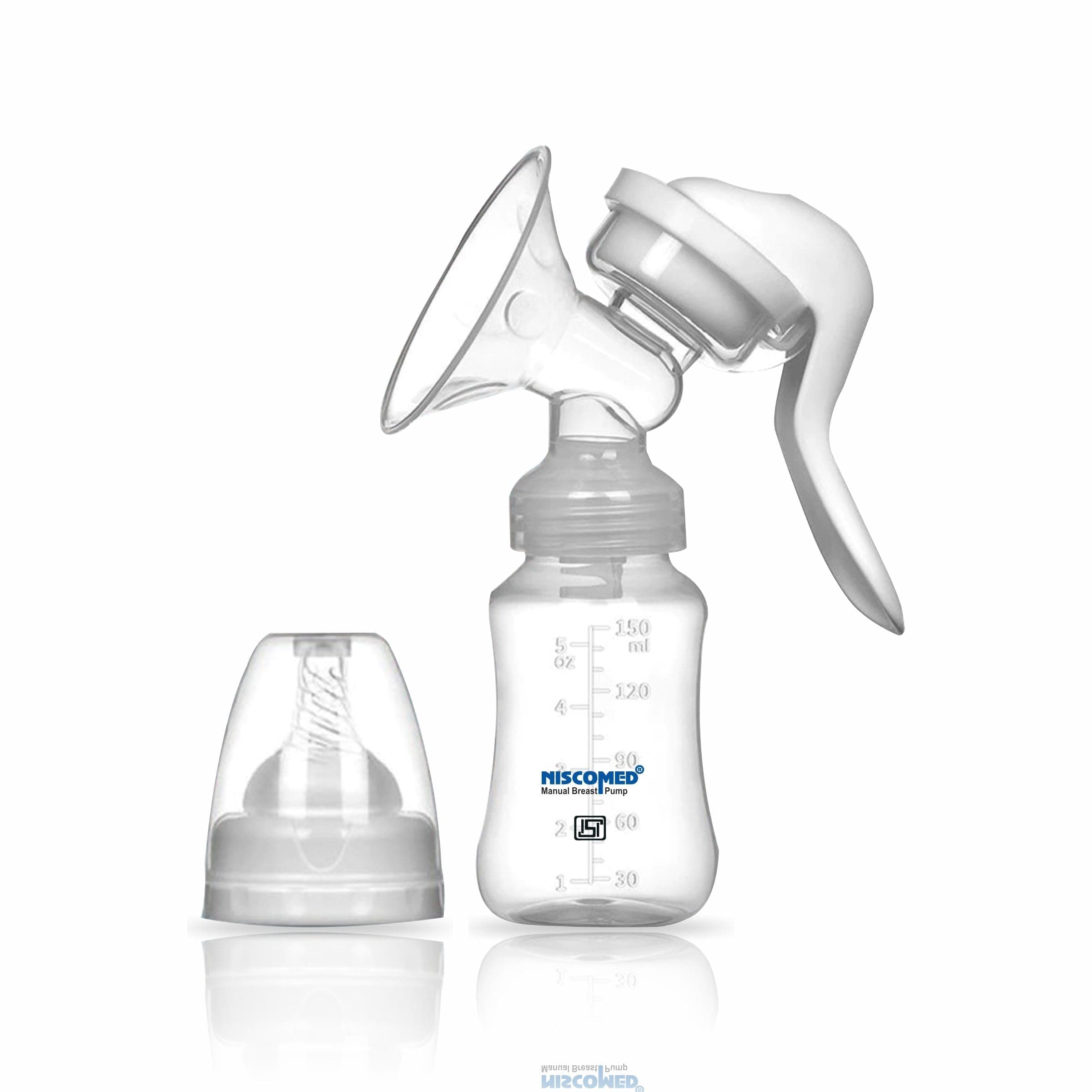 NISCOMED Manual Breast Pump with Soft Silicone Massage Cushion | Gentle & Secure Fit | BPA Free Breast Milk Pump | Easy Hand Pump for Nursing & Lactating Mothers