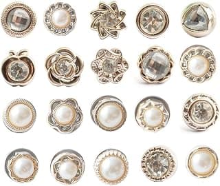20pcs Brooch Pins for Women - Cover Up Button Pins Instant Button Jeans & Shirt Safety Brooch Enamel Modesty Pins Pearl Brooch Buttons for DIY Clothing Dress Coat