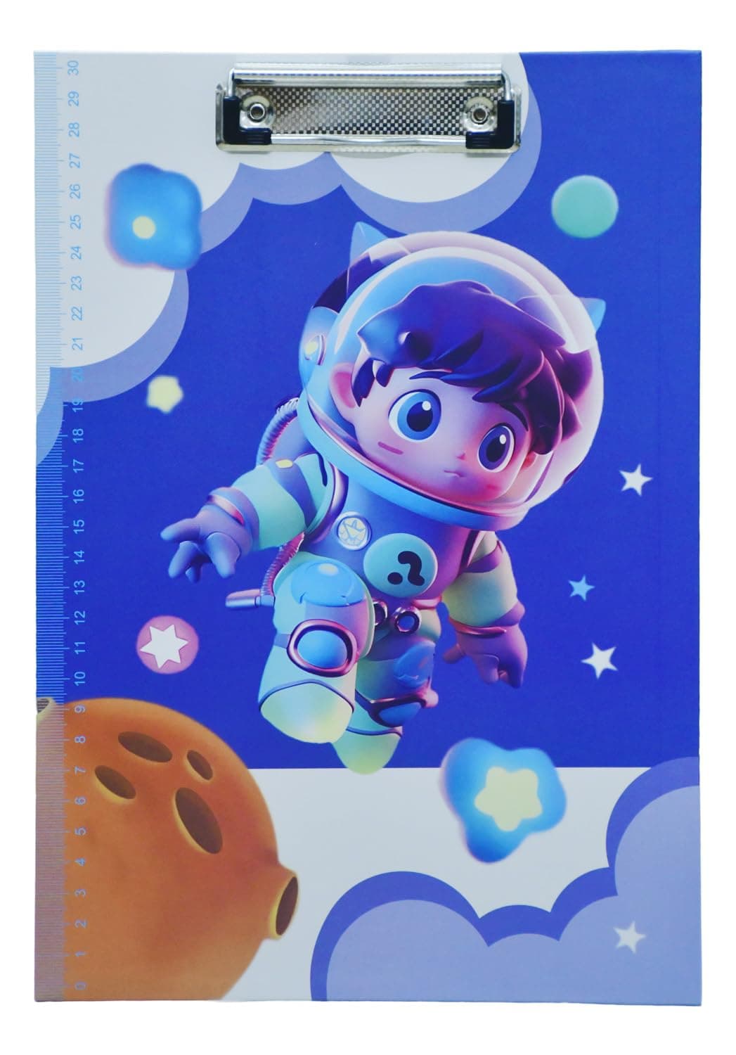 AccuPrints 12 x 9 inch Cardboard Standard A4 Letter Size for Students Exam Board Boys | Low Profile Clip Board | Decorative Cute Clipboard Space Pattern (Random Color) (A2P6)