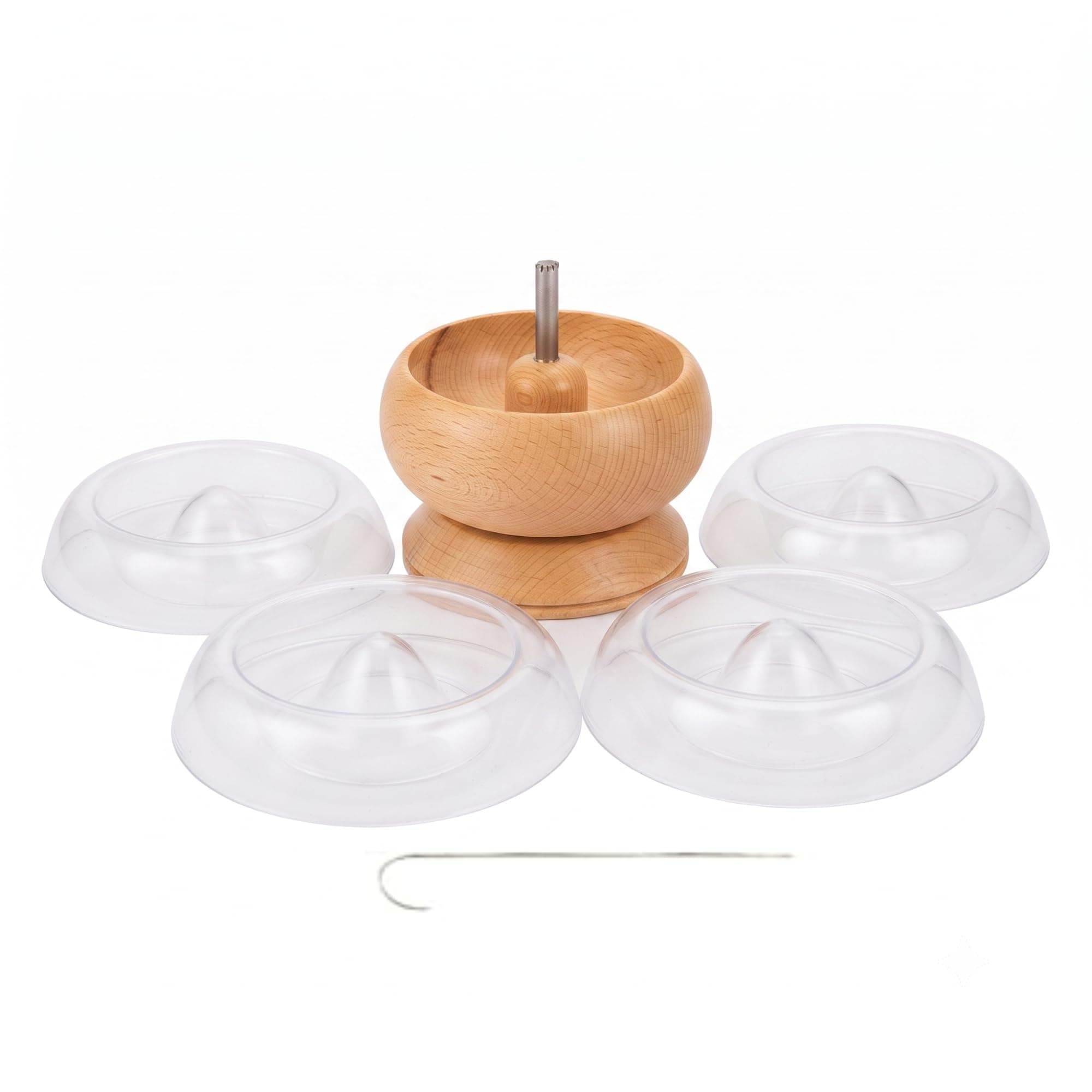 Beadsnfashion 3-Inch Wooden Spin & String Beading Spinner Tool – Includes 2 Curved Needles & 4 Quick Change Trays for Jewellery Making Beading Spinner Set