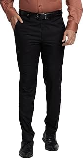 Park Avenue Men's Regular Mid Rise Checks Pattern Neo Fit Poly Viscose Blend Flat Front Formal Trouser