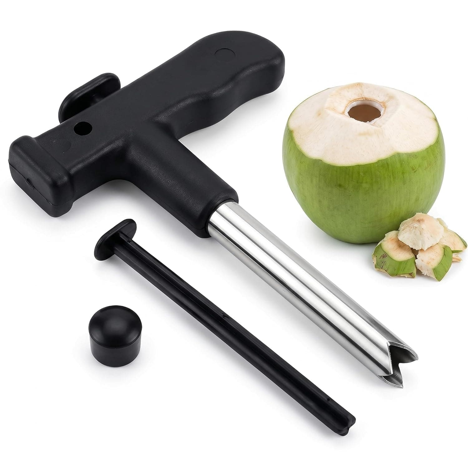 TRYV Coconut Opener Corers Tool with Stainless Steel Coconut Punch Breaker Cutter & Manual Pump Handle, Easy Hole Maker, Fresh Tender Coconut Water Opener Drill Tool for Kitchen, Home & Outdoor Use