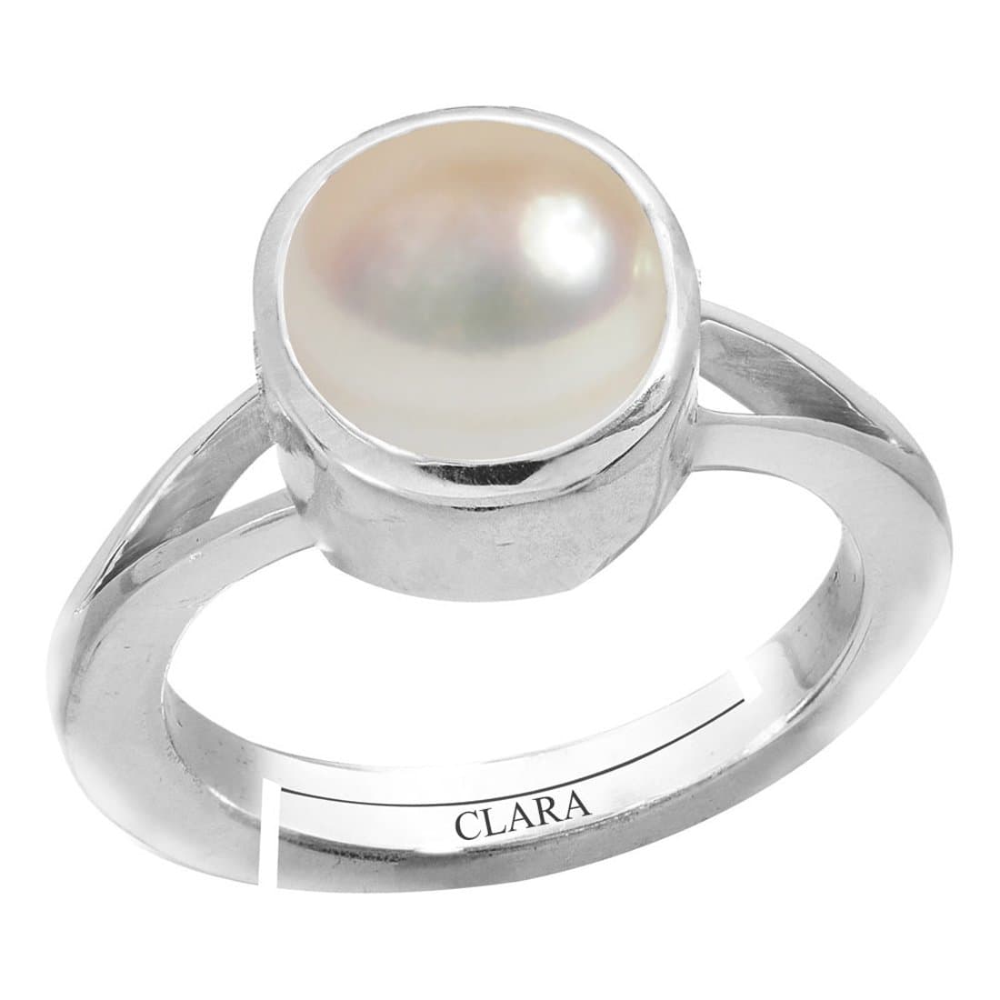 Clara Pearl Moti 3cts or 3.25ratti stone Silver Adjustable Ring for Women