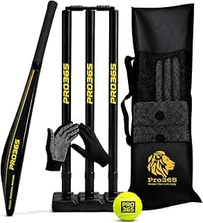 PRO365 Full Big Size Complete Cricket Kit – Full Length Bat, Premium Ball, Stumps with Stand, Gloves & Carry Bag | Premium Outdoor & Indoor Cricket Set