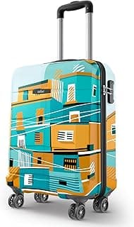 Safari Oasis Polycarbonate Trolley Bag Cabin Size, 55 cms Printed Hard Side Travel Bag for Men and Women, 8 Wheel Spinner Luggage Suitcase for Travelling (Multicolor)
