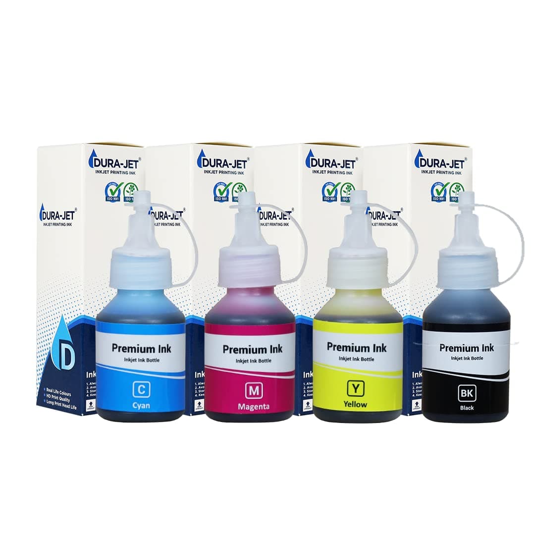 DURA-JET Compatible Refill Dye Ink For Brother DCP- T220, T300, T310, T420, T500, T520, T820, T920, T510, T910, T710, T4000W, T4500DW, T300W, T800W, T700,T710W, T810W Printer - (70gm x C/M/Y/K) Compatible Ink Bottles - 501408
