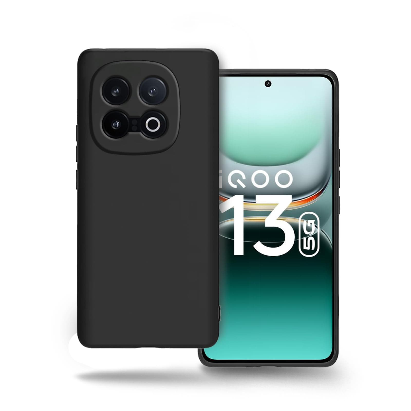 Amazon Brand - Solimo Protection Matte Finished Back Cover Case for iQOO 13 5G | Rubberized TPU | Slim Thin Soft Flexible Touch Shockproof - Matte Black