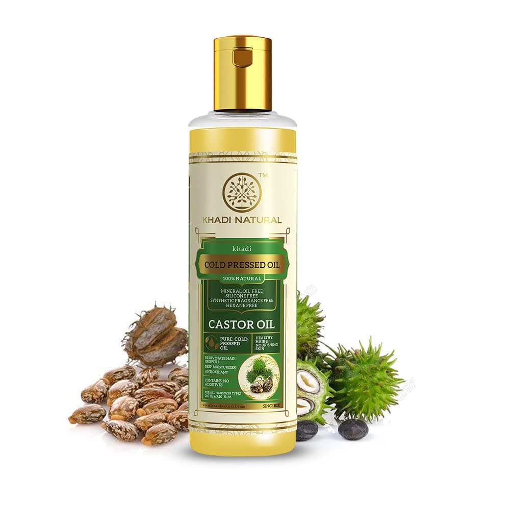 Khadi Natural Castor Oil | Natural Oil for Hair & Skin Care | Helps Nourish Hair Roots, Improve Hair Texture & Maintain Skin Hydration | Lightweight Multipurpose Oil | Suitable for All Hair & Skin Types | 100ml