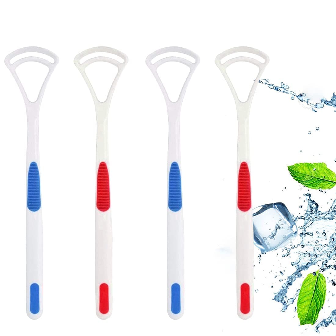 Nurpi Plastic Tongue Cleaner for Adults and Kids Fights Bad Breath Oral Care Tongue Cleaner, Easy to Use Travel Friendly- Pack of 4