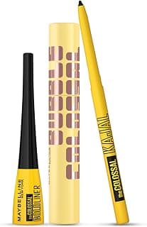 Maybelline New York Colossal Bubble It Up Eye Combo Kit – Colossal Bubble Mascara, Colossal Kajal & Colossal Bold Liner | Smudgeproof, Waterproof