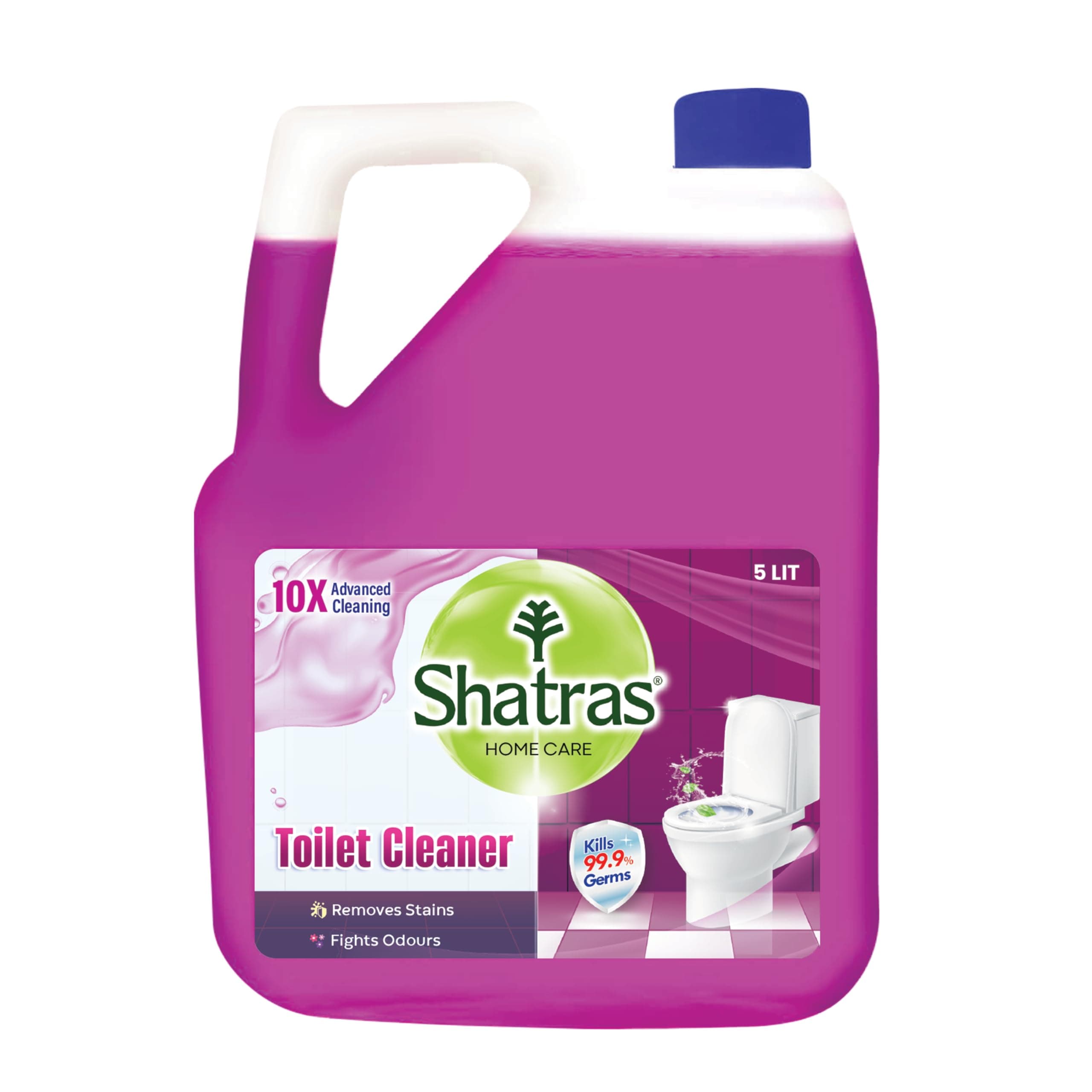 Shatras Home Care Toilet Cleaner - 5 Liters, 10X Advanced Cleaning Power, Kills 99.9% Germs, Removes Stains & Fights Odors