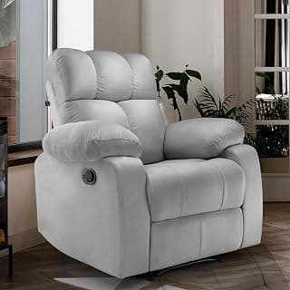 Little NAP Helios Soft Suede Fabric Manual Recliner | Premium Recliner Sofa 1 Seater for Living Room | Luxuriously Padded Body and Comfort | Recliner Chair Office, Bedroom | Grey