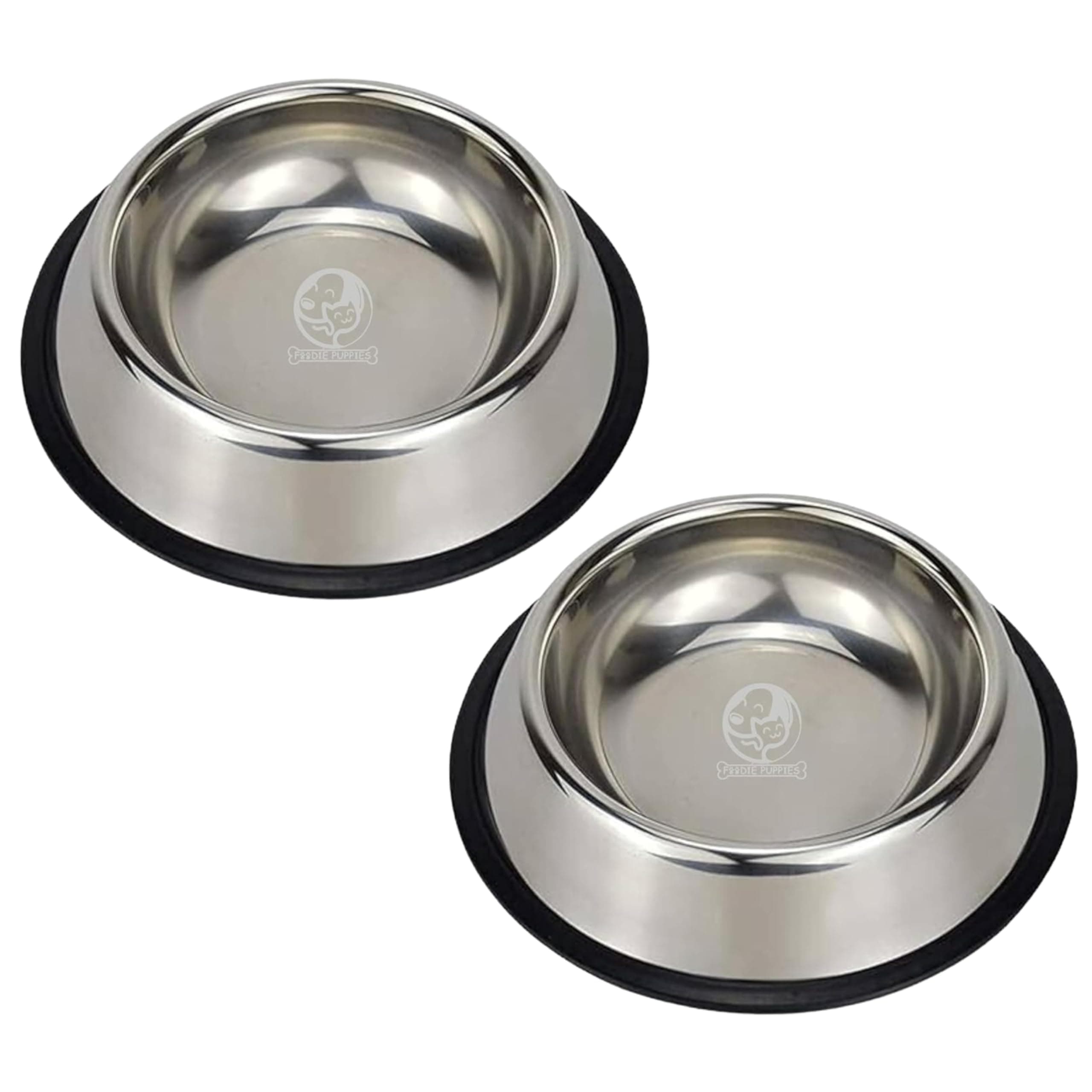 Foodie Puppies Pet Feeding Stainless Steel Bowl for Dogs, Cats & Any Pets - 700ml, Medium (Pack of 2) I Non-Skid Rubber Bottom Food/Water Bowl I Non-Toxic & 100% Safe for Pets