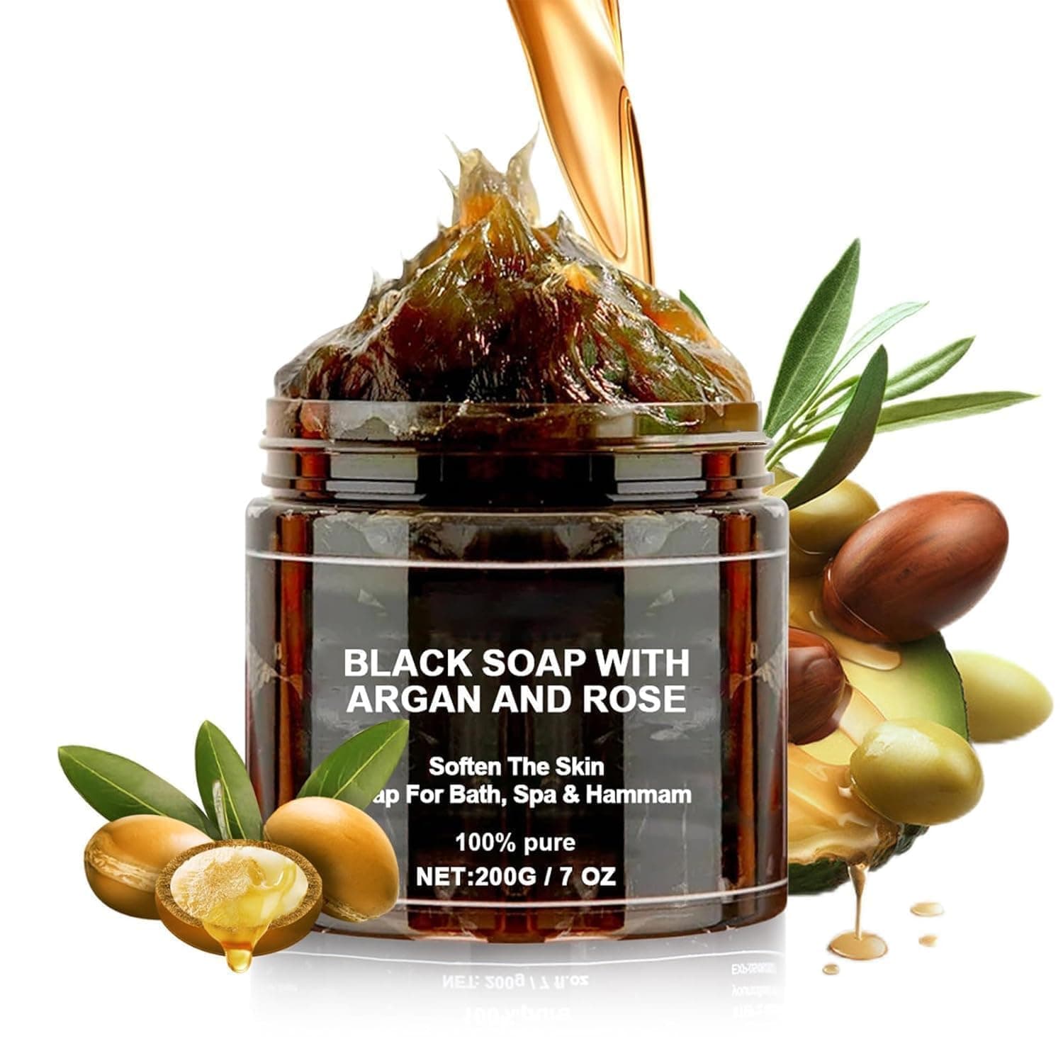 Moroccan Beldi Soap – Natural Organic Black Soap for Ideal for Body Scrub, Spa & Hammam Rituals, Removes Dead Skin Cells 200 grams Ottilio