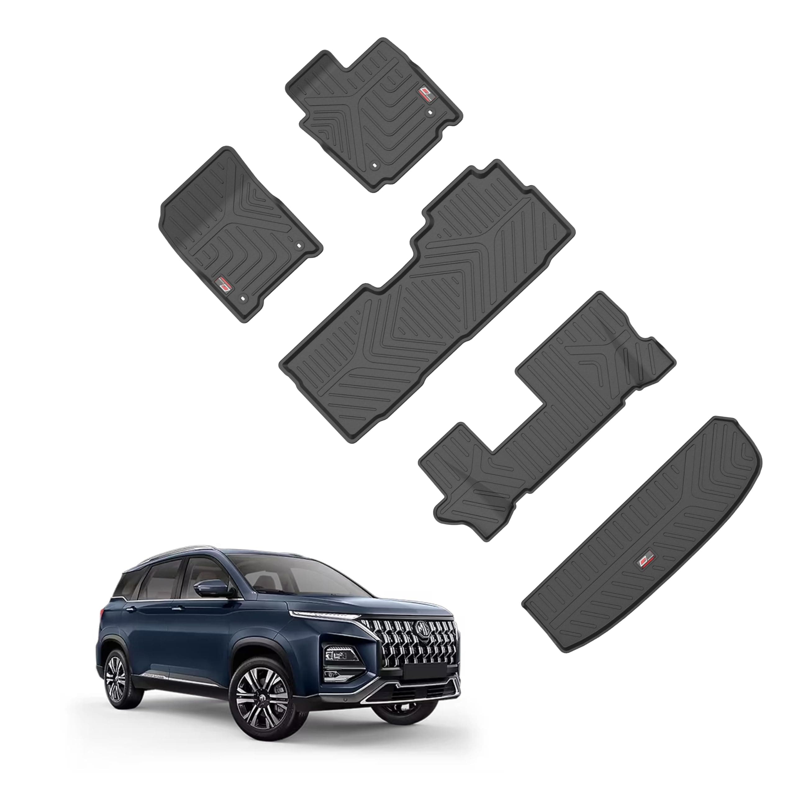 GFX Life Long Car Floor Mats for MG Hector Plus 7 Seater (2020 Onwards) with Trunk Mat | Custom Fit 7D Premium Leather Mats | Waterproof, Dustproof, Anti-Slip | All Weather Protection