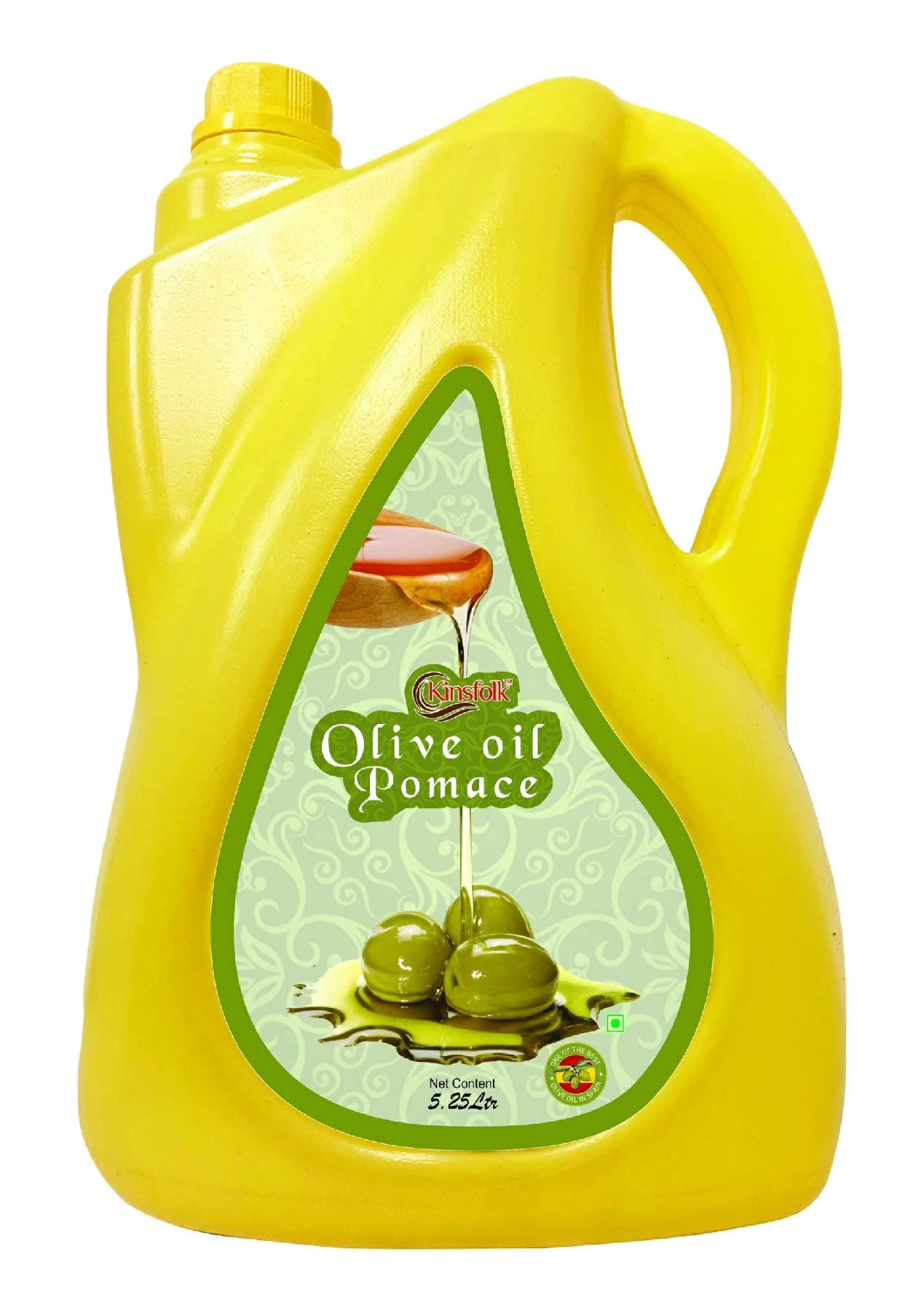 Kinsfolk Imported Pomace Olive Oil | Suitable For Frying, Sautéing, Roasting, Baking & Everyday Cooking | Mild Olive Flavor | 5.25 Litre Jar | Golden | 5.25 L