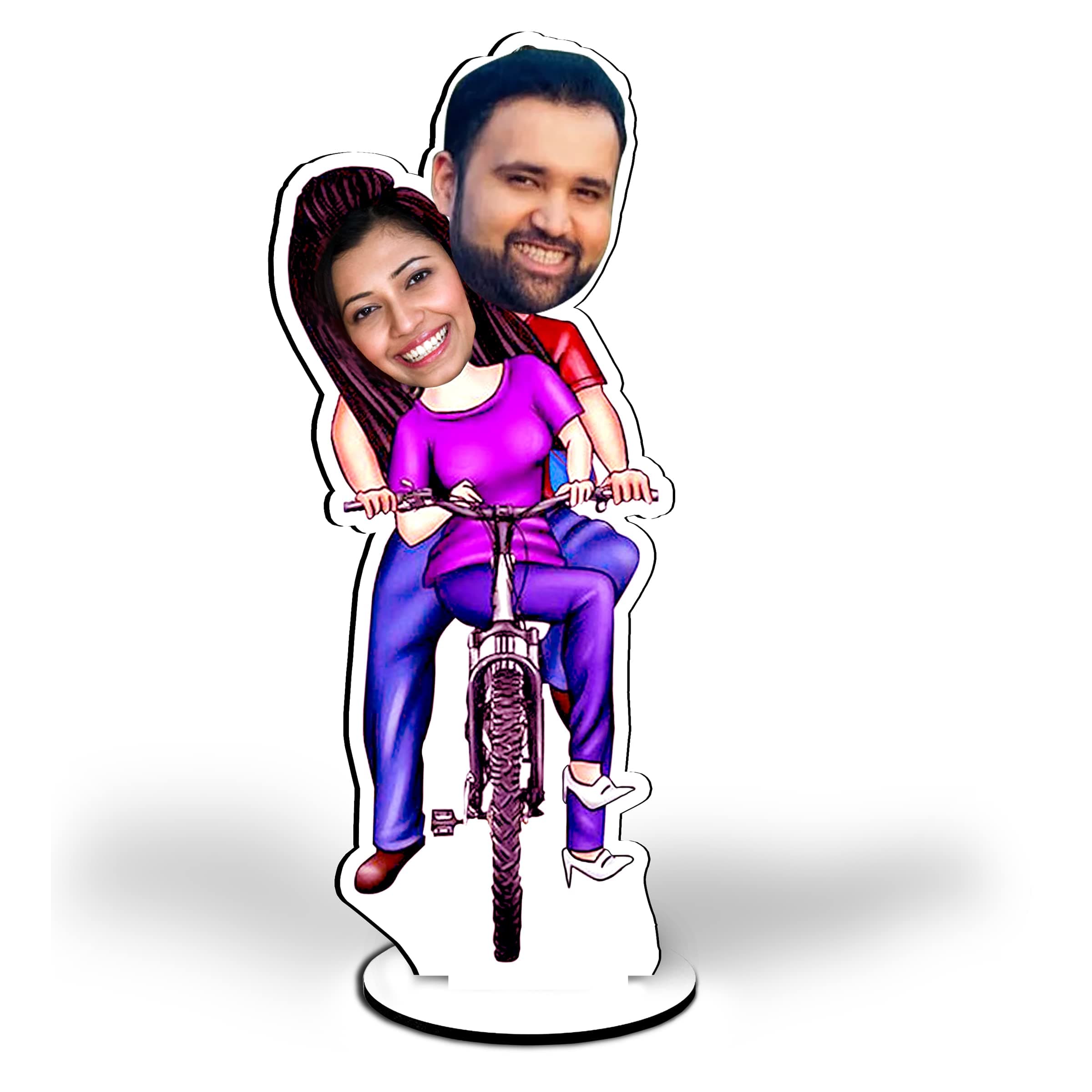 Trove Treasure Novelty Wood Caricature Personalized Gifts For Couple Height 8 Inch (Car-04 Wall Mount (Multicolor)