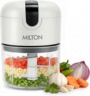 MILTON 6-in-1 Rechargeable Mini Electric Chopper I Unbreakable Food Grade Material I Stainless Steel Blade I Powerful Motor I Perfect to Chop, Mince, Cut, Dice, Whisk, Blend, Grey