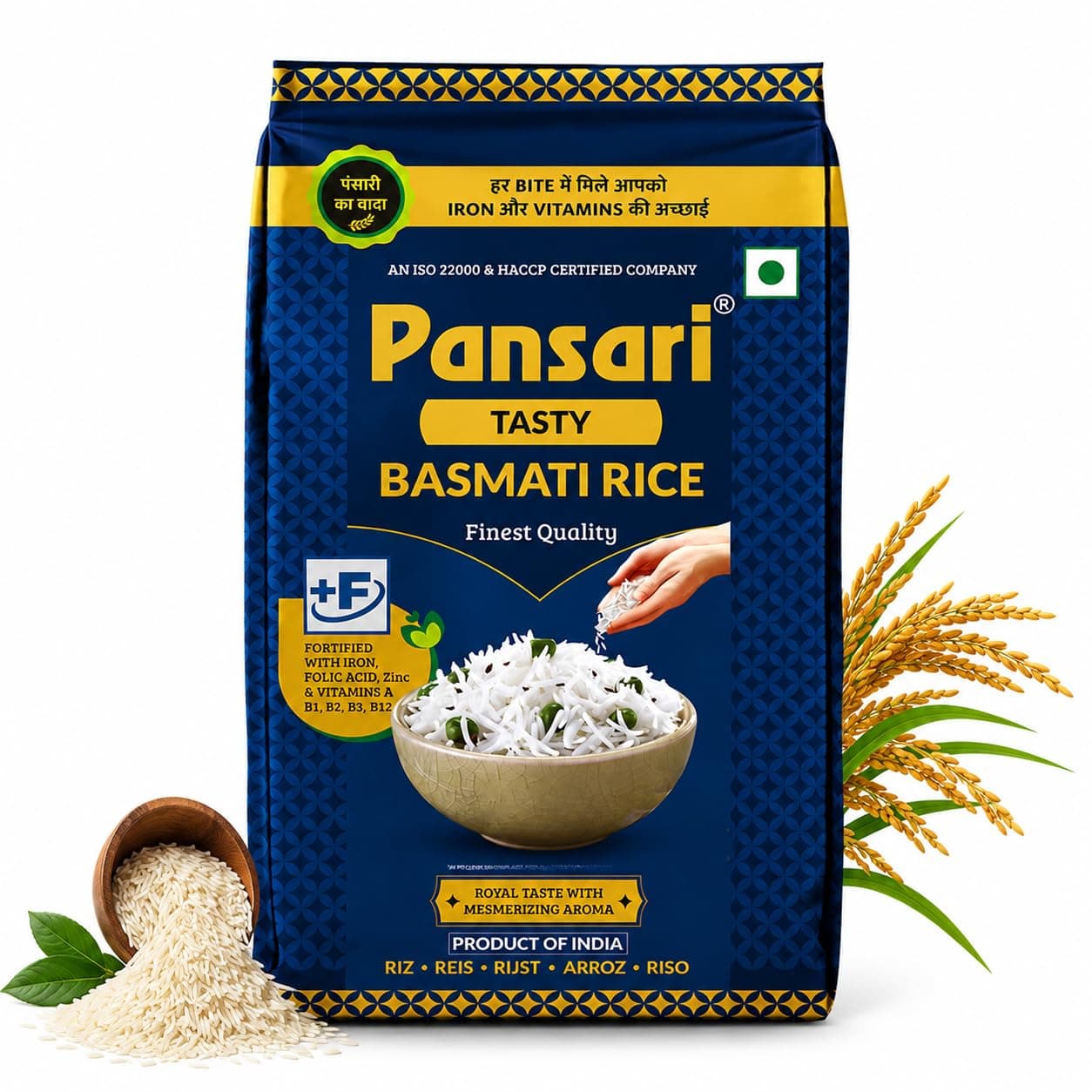 Pansari Tasty Tibar Basmati Rice 5 Kg- Great Taste and Aroma - Broken Rice, Fortified with Iron and Vitamins - Ideal for Biryani, Pulao, and Everyday Meals