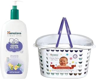 Himalaya Baby Gift Pack Basket,Pack of 1 Set,White & Himalaya Gentle Baby Wash (400ml)