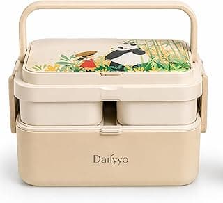 Bento Lunch Box for Kids & Adults, 1780ml 3-Layer Leakproof Tiffin Box, 3 Compartments, BPA-Free Bamboo Fiber Bento Lunch Box for Boys & Girls, Ideal for School, Office & Gifting