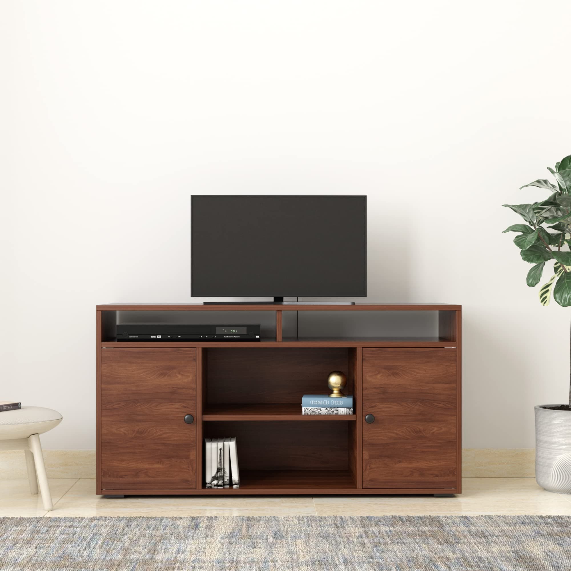 Amazon Brand - Solimo Regan Engineered Wood Entertainment Unit (Asian Walnut)