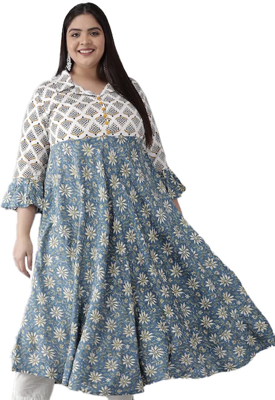 Yash Gallery Women's Viscose Rayon Relaxed Fit Anarkali Floral Kurta