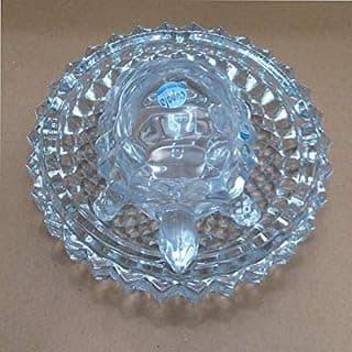 Glass Crystal Turtle Tortoise with Plate, Transparent, Standard, 10 cm, 9 cm, 8 cm