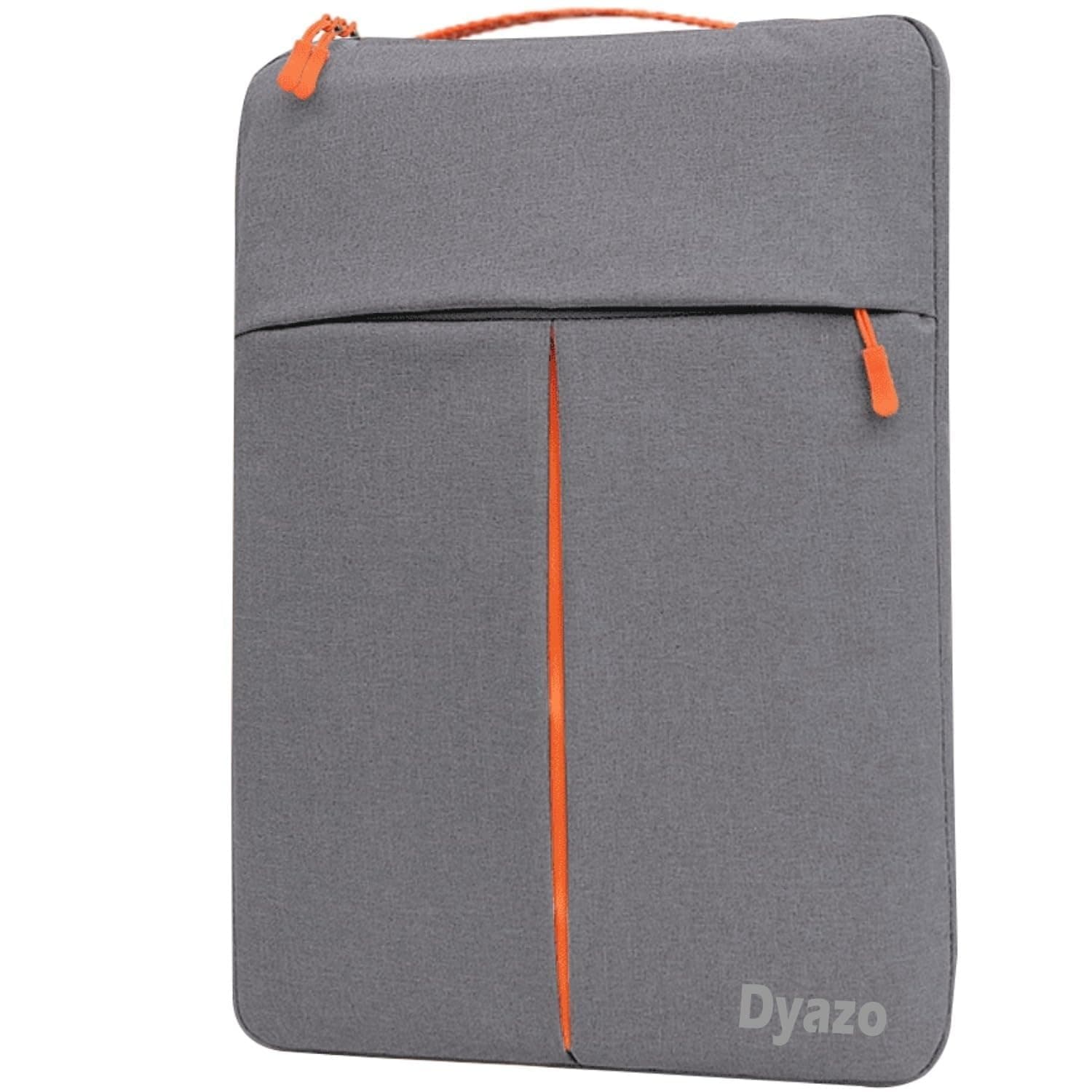 Dyazo 14-14.1 Inch Laptop Sleeve | Case with Handle & One Front Accessories Pocket | Water Resistant Laptop Cover | Compatible for MacBook, HP, Dell, Lenovo, Asus and Other Notebooks (Grey & Orange)